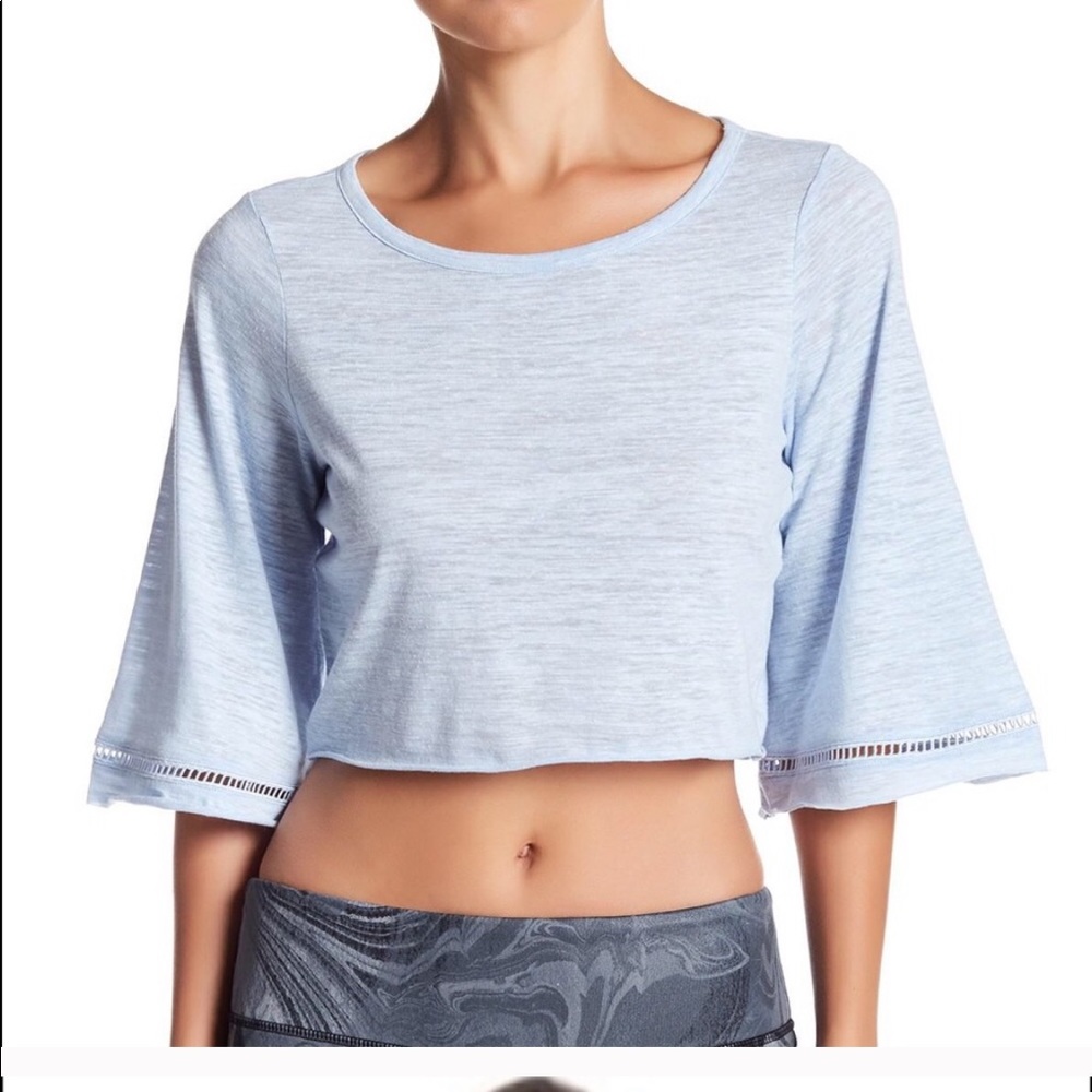 Alo yoga crop bell sleeve gleam top